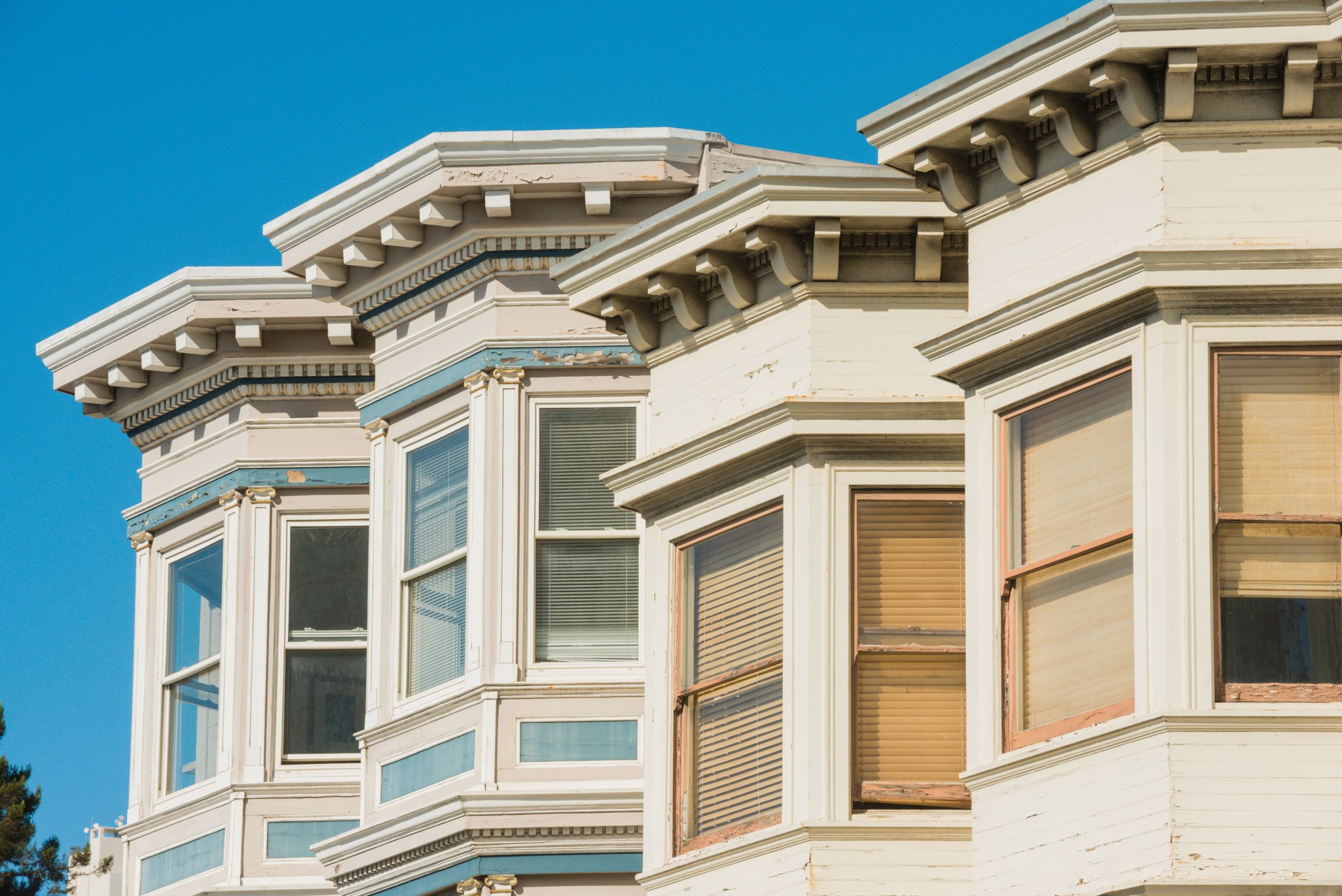 San Francisco California Victorian Architecture Window Details in Russian Hill