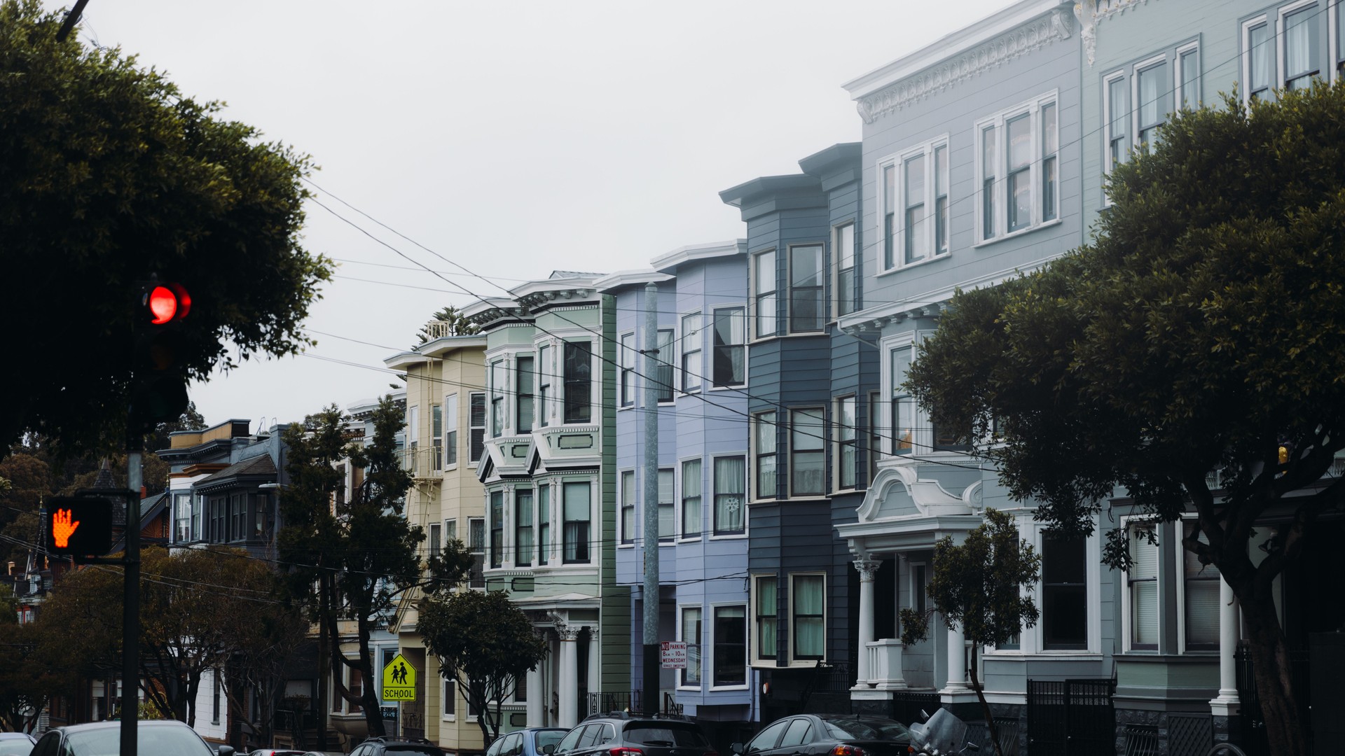 Old Street with Authentic Victorian Buildings in San Francisco, California